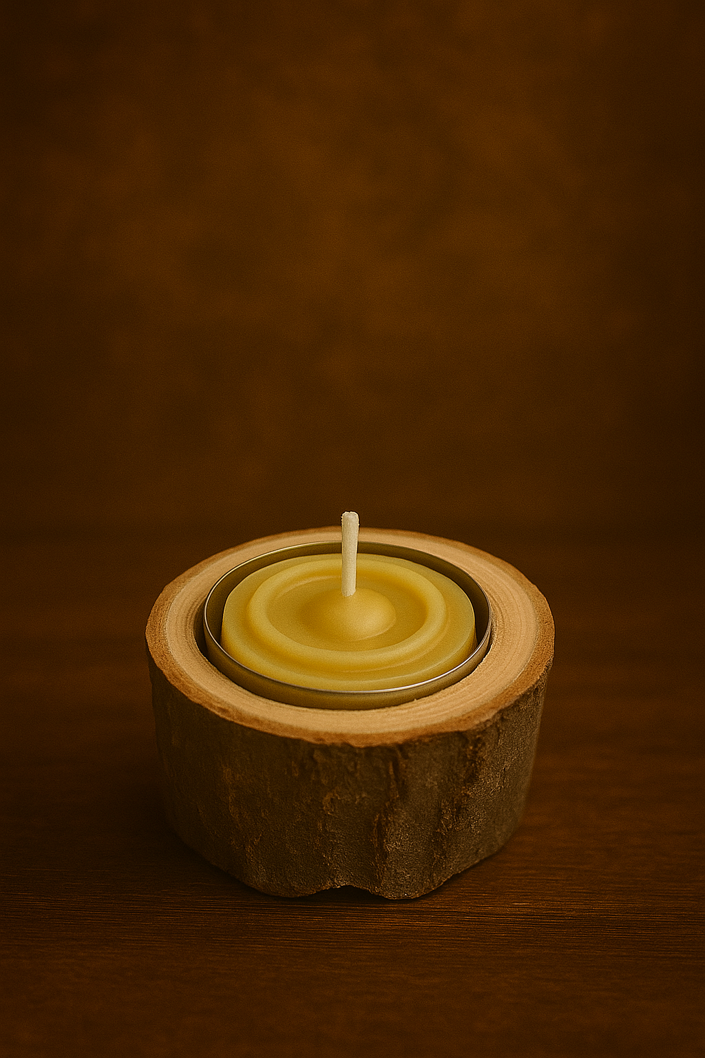 Tea Lights in Log